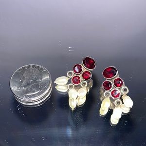 GARNET AND PEARL STUDS